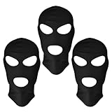 SKHAOVS 3 Pack Dünn Skimaske, Sturmhaube mit 3 Löchern für Herren/Damen, Balaclava, Atmungsaktiv Gesichtshaube Sturmmaske, Vollgesichtsmaske, Winddicht, Einheitsgröße, für Outdoorsports (Schwarz)