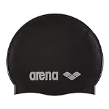ARENA Unisex – Erwachsene Classic Silicone Badekappe, Black-Silver (55), Einheitsgröße EU
