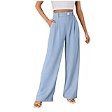 Trekkinghose Damen Hose Straight Leg Plissee Haremshose Mit Taschen Anzughose Locker Solid Sweatpants Fitness Loungehose High Waist Softshellhose Luftig Cargohose Mit Taschen Fahrradhose