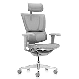 hjh OFFICE Bürostuhl ergonomisch ERGOHUMAN Slim Ultra G GEN2 Originales Design, Bürosessel mit Flexibler Lendenwirbelstütze, Netzbespannung, Grau