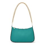 Schulter-Geldbörse für Damen, Retro-Stil, formell, Hobo-Tier-Handtasche, mittelgroß, mit Reißverschluss, Blaugrün