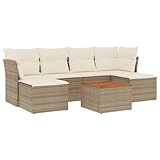 QJBSAVVA Sitzecke Outdoor Balkonmöbel Kleiner Balkon Möbelsets Gartenset Tisch Und Stühle - 7-TLG. Garten-Sofagarnitur mit Kissen Beige Poly Rattan für Garten Terrasse Balkon Party