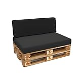 POKAR Palettenkissen Wasserdicht Palettenauflagen mit abnehmbarem Bezug Palettenmöbel Palettensofa 2er Set: Sitzkissen 120x80 + Rückenlehne 120x40, Anthrazit