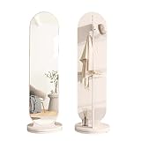 360° drehbarer Ganzkörperspiegel mit Garderobe, 2-in-1 Bodenspiegel mit Haken und Ablagefach für Wohnzimmer und Schlafzimmer