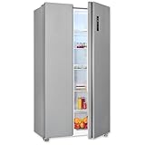 Exquisit Side-by-Side-Kühlschrank, Kühl-Gefrierkombination, NoFrost, 442 Liter, Schnellgefrieren, Alarm, 4-Sterne-Gefrieren, LED-Display, SBS546-040E inoxlook