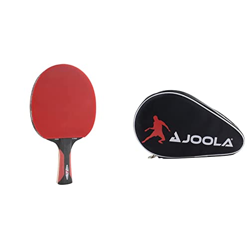 JOOLA 54200 Tischtennisschläger ROSSKOPF Classic ITTF zugelassener Tischtennis-Schläger 2,00 MM Schwamm & 80505 Tischtennisschläger Hülle Pocket Double Tischtennishülle Schwarz/Rot