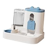 JAYIOLA Futterautomat für Trockenfutter Als Futterspender Und Wasserspender Eine Futter Und Wasserstation mit Spritzschutz Und Großem Volumen für Haustiere, Blau
