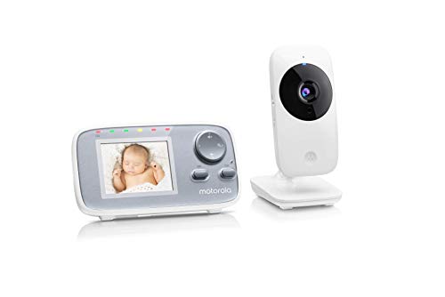 Motorola Baby MBP 482 Video Babyphone / Baby-Überwachungskamera mit Zoom / 2.4 Zoll Farbdisplay / Infrarot-Nachtsicht und 300 Meter Reichweite, weiß