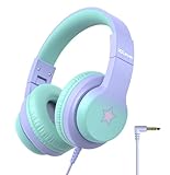 iClever Kinder Kopfhörer mit Mikrofon sicherer Lautstärke 85/94 dB, HS19S Stereo-Sound Over Ear Kopfhörer für Kinder, Hi-Fi Klang, FunShare 3,5 mm kabelgebundene, Faltbare Kopfhörer für iPad/Computer