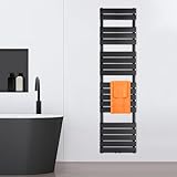 VILSTEIN Badheizkörper, Heizkörper Bad, Handtuchheizkörper Seitenanschluss & Mittelanschluss, Paneel Bad Heizkörper Flach, Paneelheizkörper Handtuchhalter, Schwarz, 880W, 180x45 cm
