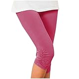 Leggings Damen Baumwolle High Waist, Yogahose Damen 3/4 Sommer Caprihose Sommer Stretch Skinny Jogginghose Einfarbig Freizeithose Dünne Sweathose Lässige Relaxhose Bequeme Sweatpants Laufhosen