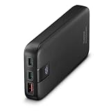 Hama Powerbank PD 10 10000mAh (externer Akku mit 2x USB C + 1x USB A, Power Pack zertifiziert, Schnellladen, Akkupack Handy Zubehör, Tablet, Bluetooth-Box etc., tragbares Ladegerät klein) anthrazit