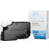 SKINBRO Originals Festes Duschgel Männer mit Aktivkohle - Sportlich & Frisch - Duschseife Männer Made in Germany, Shampoo Herren Vegan & Nachhaltig - Silikonfrei, Seife Stück, 100g feste Seife