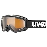 uvex speedy pro - Skibrille für Kinder - konstrastverstärkend - vergrößertes, beschlagfreies Sichtfeld - black/lasergold - one size