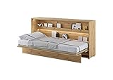 Schrankbett Bed Concept, Wandklappbett mit Lattenrost, V-Bett, Wandbett Bettschrank Schrank mit integriertem Klappbett Funktionsbett (BC-06, 90 x 200 cm, Artisan Eiche, Horizontal)