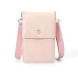 Damen Kleine Crossbody Handy Tasche, Weiche PU-Leder Handy Umhängetasche Schultertasche, Mode Multifunktionale Handytasche Große Kapazität Kartenfächer Geldbörse für Telefon unter 6,8 Zoll Pink