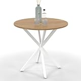 IDMarket - Esstisch, rund, Alix, 2-4 Personen, Spinnenfuß, Holz und Weiß, 80 cm