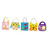 WEKAMOS 5 Sätze Handtaschen aus Hochwertigem Vliesstoff mit Buntem Cartoon Motiv Handgefertigt Sicher und Bequem als DIY Bastelmaterial und für Mädchen und Jungen
