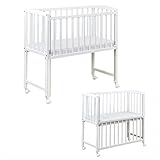 Baby Delux Beistellbett Babybett weiß 90x40 cm Stubenwagen höhenverstellbar mit Rädern und Matratze, 21983