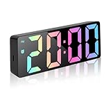 Homirty Wecker Digital, Wecker digital Batteriebetrieben mit Großen Zahlen, Digitaler Wecker mit LED Display, Helligkeit und Lautstärke Regelbar, Snooze, 12/24HR, Digital Uhr Netzbetrieben (Modell 1)