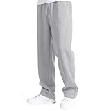 Generisch Jogginghose Herren Breite Baggy Sweatpants Baumwolle Elastische Taille Jogging Hose Weites Bein Sporthose Lang Sweat Pants Men Winter Warme Männer Sweathose Mit Taschen A9- Grau S