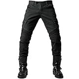 GEBIN Herren Motorradhose, Motorrad Jeans Biker Trousers, Sportliche Motorrad Hose Fahrrad Riding Schutzhose, Mit Protektoren Motorradhose (Black,XXL)