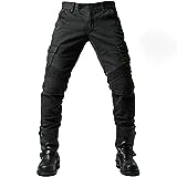 Earnmore Motorrad-Hose, Schutzhose, Herren Motorrad-Jeans aus atmungsaktivem, verschleißfestem Kevlar mit 2 Paar schützenden Hüft- und Kniepolstern, Jeans (schwarz, 3XL)