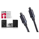Panasonic SC-PMX94EG-S Micro HiFi System 120 W RMS & Amazon Basics Toslink Optisches Digital-Audiokabel, 3 m, kompatibel mit Fernseher, Schwarz