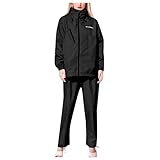 KBOPLEMQ Wasserdichte Jacke/Hosenanzug Damen Outdoor Regenmantel Winddicht Jacke Outdoor-Bergsteigen Klettern Sport Set Regenanzug Reißverschluss Regenjacke Regenhose Wasserdichter Anzug