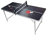 PingPong Tisch by BeerCup Klappbare Tischtennisplatte, HBT: 180 x80 x76 cm, tragbar inklusive Netz, 2 Schläger, Ballhalter & 6 Bälle
