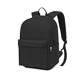 Schulrucksack College-Rucksack, leichte Schultasche, stilvoll, lässig, Tagesrucksack, College, Reisen, Arbeitstasche für Jungen und Mädchen, passend für 15,4-Zoll-Laptop (Schwarz)