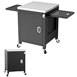 GFTIME Grillwagen 140x65x89cm Outdoor Küchenwagen, Tragbarer Servierwagen mit 2 Klappbarer Beistelltisch, Grilltisch für Onni Pizzaöfen, außenküche für Ninja Woodfire und Weber Q serie, outdoorküche