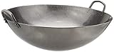 JADE TEMPLE Wok aus Carbonstahl, mit rundem Boden und 45 cm Durchmesser, mit Doppelgriff, Grau