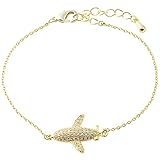 Veemoon Volldrillter Flugzeugarmband Zeug für Teenager-Mädchen Flugzeuggeschenke für Jugendliche süße Armbänder Flugzeug Flugzeug-Charme Legierung Golden