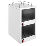 Edelstahl Gastro Tellerwärmer Tassenwärmer 2 Fächer Wärmeschrank Konstante Wärme Schrank 75℃ Geschirrwärmer Becherwärmer 25x32x55.5cm