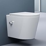 doporro Dusch-WC spülrandlose Toilette mit Bidet-Funktion Tiefspüler mit Soft-Close weiß aus Keramik Aachen601