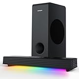MEREDO Soundbar für TV Geräte mit Subwoofer 3.1 Kanal PC-Gaming Soundbar RGB Audio Sync Licht BT 5.3/HD-ARC/Optisch/AUX/USB TV Computer Lautsprecher für Desktop/Laptop Spielkonsolen Heimkino