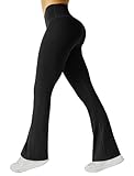 Friptspyg Hose Damen Flared Leggings High Waist Schlaghose Elegant Jogginghose Stretch Yogahose Outfit Stoffhose, Schwarz L