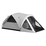 Outsunny 4-Personen wasserdichtes Campingzelt mit getrenntem Nacht- und Tagesbereich, Polyester Campingzelt, 430x300x190 cm, Grau