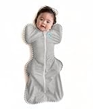 Love To Dream Pucksack Baby, Mittel (6-8,5kg), Idealer Stoff für Moderate Temperaturen (20-24°C), Arme hoch Position, hüftgesund, Doppelter Reißverschluss für einfache Windelwechsel, Grau