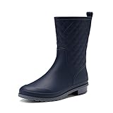 DREAM PAIRS Damen Gummistiefel Halbhoch Wasserdicht Gummistiefeletten Regenstiefel Kurzschaft Boots Outdoor Gartenschuhe Anti-Rutsch,Size 41,Navy Blue,SDRB2204W-E