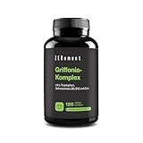 Griffonia mit L-Tryptophan, Safranextrakt & Vitamine B6, B12, Zink - Laborgeprüft, Ohne Zusatzstoffe - kognitiven Funktion, psychischen Funktion - 120 vegan Kapseln - Zenement