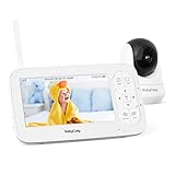 Babycozy Video Babyphone, 5' Babyphone mit Kamera Video Baby Monitor 720PHD Display, 5000mAh Akku, Remote-PTZ, Nachtsicht, Bidirektionale Kommunikation, Wiegenlieder