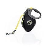 flexi® Giant S/M Gurt 8 m schwarz, neon-gelber Gurt, Roll-Leine für Hunde bis 25 kg
