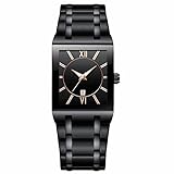 Gwb5600 Uhren für Damen und Herren, Edelstahl, quadratisch, mit Datum, analog, Quarz, modische Armbanduhr, e, Einheitsgröße