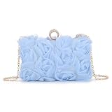 Syrads Blumen Clutch Geldbörsen für Frauen Sommer Abend Clutches Formell mit abnehmbarer Kette für Hochzeit,Blau