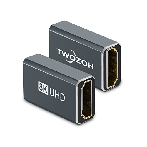 Twozoh 8K HDMI Koppler (2 Stück), HDMI 2.1 Buchse auf Buchse Adapter 48 Gbps HDMI Extender, unterstützt 8K@60Hz, 4K@120Hz 1080p