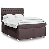 Sufrk Boxspringbett mit Matratze Dunkelbraun 160x200 cm Bett Boxspringbett Bett Mit Matratze Polsterbett Schlafzimmer MöBel Stoff - 3290549