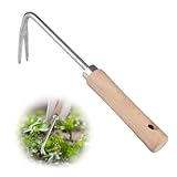 Manueller Unkrautstecher Mit Holzgriff, 25.5cm Länge Unkrautstecher Edelstahl, Robust Manueller Weeder, V-förmige Design Garden Hand Weeder, Manueller Unkrautstecher, für Jäten, Umpflanzen usw.