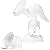 NCVI Handmilchpumpe inkl. Fläschchen 150 ml, BPA-frei, für sanftes und effektives Abpumpen, manuelle Stillpumpe, Milchpumpe